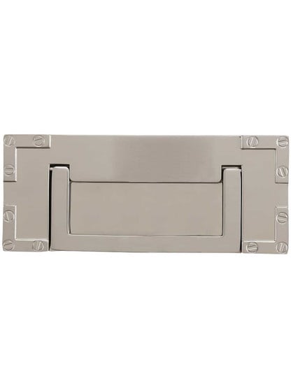 Campaign 3 inch L-Bracket Drop Pull in Brushed Nickel.
